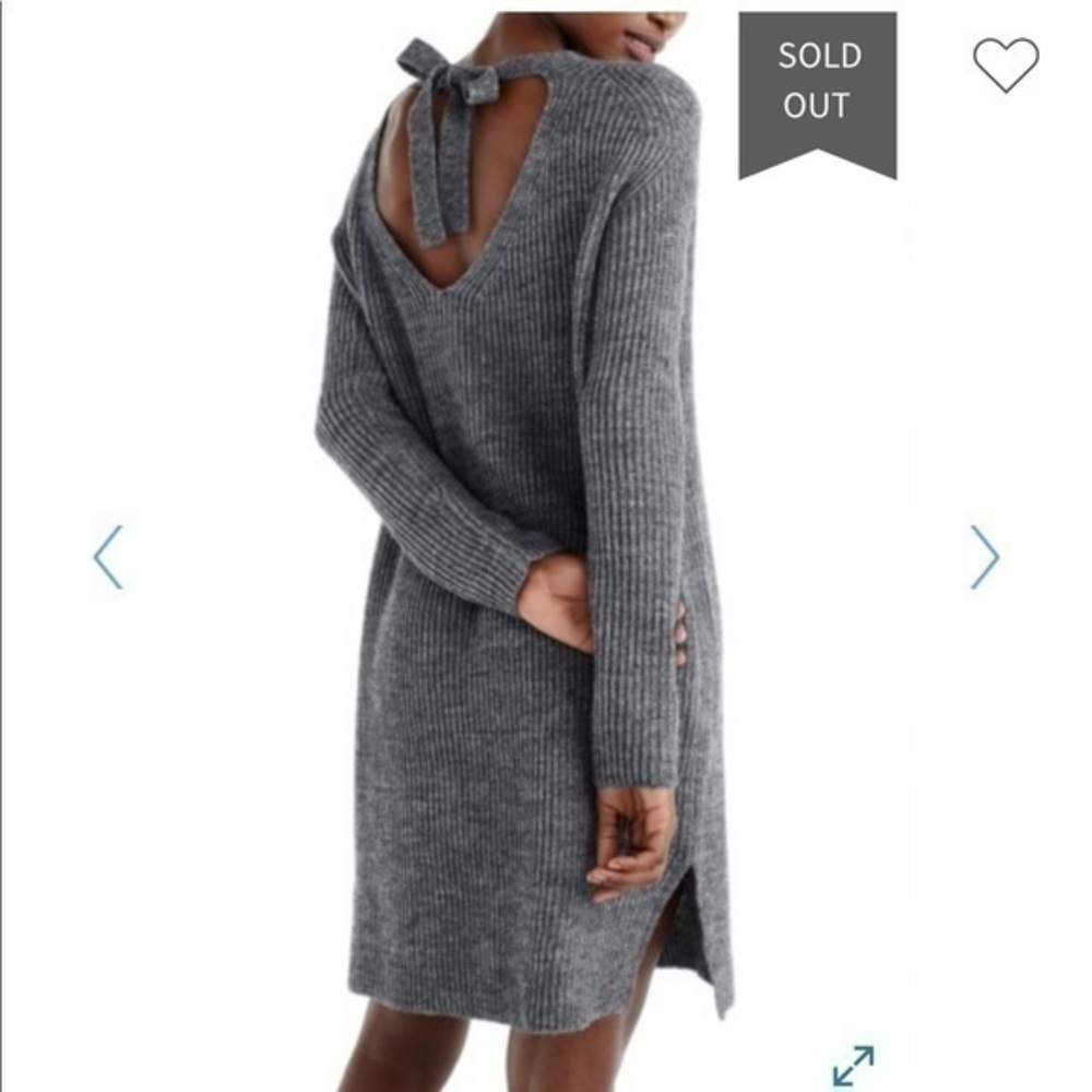 Gray Knit Bow-Back Dress